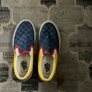 Muticolor checkerboard slip on vans
